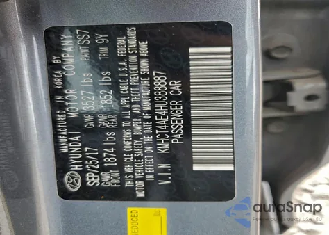 2017 Hyundai Accent Se z USA, uszkodzony, nr VIN KMHCT4AE4HU388887